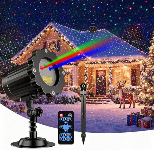 Laser Christmas Projector Lights Outdoor,Moving RGB Laser Projection Light,Firefly Light Show with RF Control,Waterproof Holiday Projector for Garden Patio Halloween Christmas Decoration&Gift by Homepage