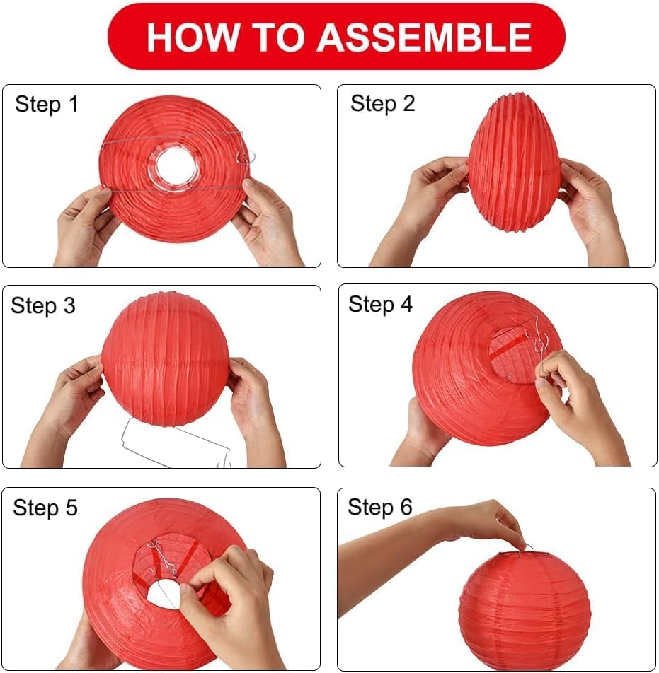 BEISHIDA Orange Mix Paper Lanterns 12Pcs 6/8/10 Inch Round Chinese Lamp - Image 3
