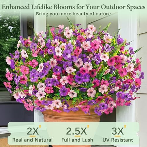 Yastouay 24 Bundles Artificial Flowers for Outdoors Decoration UV Resistant - Image 3