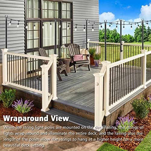 Beizelte 2 Pack 5Ft String Light Poles,Outside String Lights,Outdoor Light Poles,Metal Poles Stand for Patio,Backyard,Deck - Image 4