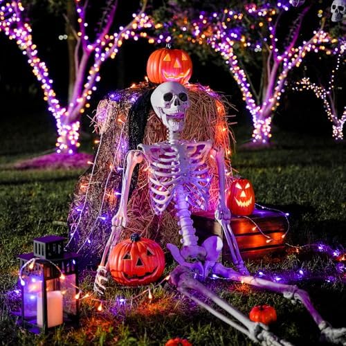 JMEXSUSS 163 FT 500 LED Orange and Purple Halloween String Lights Indoor - Image 4