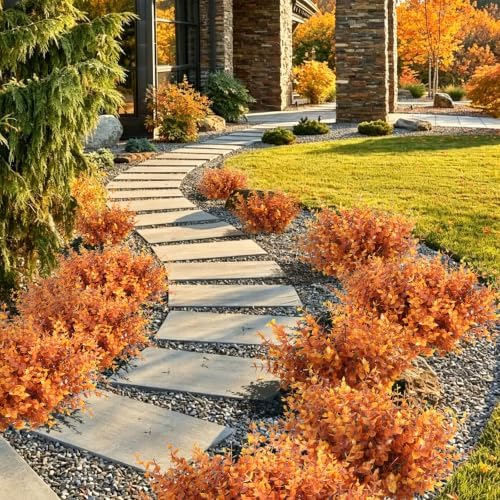 RECUTMS Fall Outdoor Decor Artificial Plant UV Resistant Faux Greenery Stem - Image 4