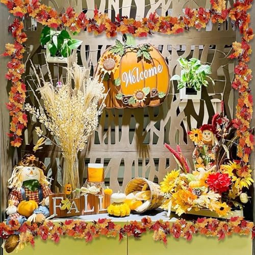 Sggvecsy 3 Pack Fall Maple Leaf Garland 5.7Ft/Piece Artificial Autumn Maple Leaves Garland Fall Leave Vines with Hanging Foliage for Home Indoor Outdoor Fireplace Wedding Thanksgiving Party Decor - Image 7