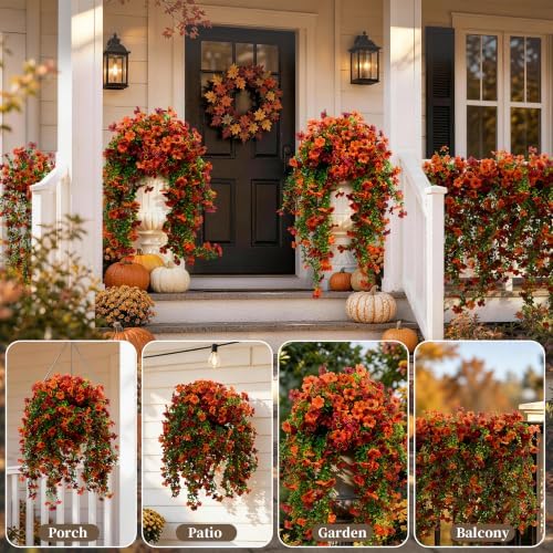 ColoPlay Artificial Mums for Outdoors Fall Decor, Faux Fake Hanging Flowers - Image 6
