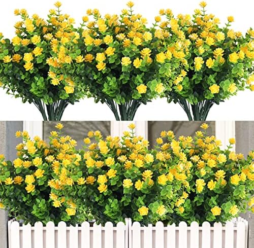 RECUTMS Outdoor Artificial Yellow Flowers UV Resistant,Spring Fall Decor by RECUTMS
