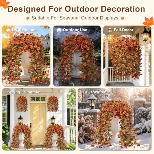 Artificial Hanging Flowers for Outdoors, 4 PCS 688-Bloom UV Resistant Mums - Image 4
