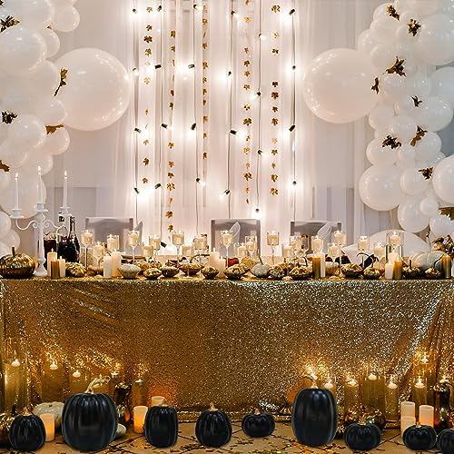 Winlyn 10 Pcs Assorted Artificial Black Pumpkins Decorative Halloween Pumpkins Black Faux Pumpkins Foam Pumpkins for Fall Halloween Thanksgiving Holiday Tabletop Centerpiece Mantel Décor - Image 5