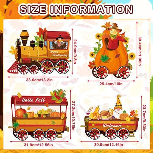 Weysat 4pcs Thanksgiving Yard Signs Train Outside Decoration Pumpkin Maple - Image 2