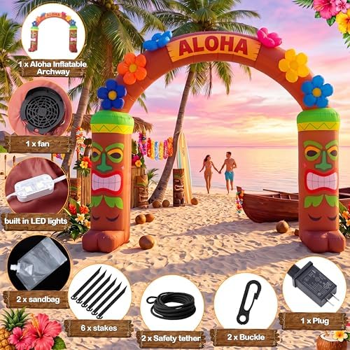 10 Ft Luau Hawaiian Inflatable Archway LED Lighted Aloha Arch - Image 2