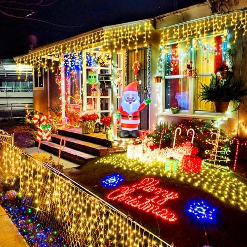 Christmas Lights Outdoor, 49FT 480 LED Ice Lights for Outside, 90 Drops Ice String Lights with 8 Modes, Waterproof Timer Memory Hanging Light for Eaves Party Yard Garden(Warm White) - Image 6