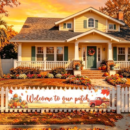 Welcome to Our Patch Fall Banner Pumpkin Patch Thanksgiving Yard Sign Decor - Image 2