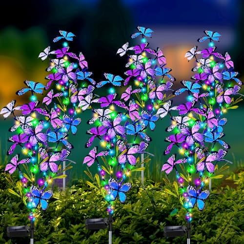 MRHEPHAESTUS Solar Garden Lights Outdoor Waterproof, 6 Pack Solar Butterfly Lights with 60 LED 12 Butterfly Colorful Lighting for Garden Yard Lawn Outdoor Decor, Gift for Mom Women Mother's Day by MRHEPHAESTUS