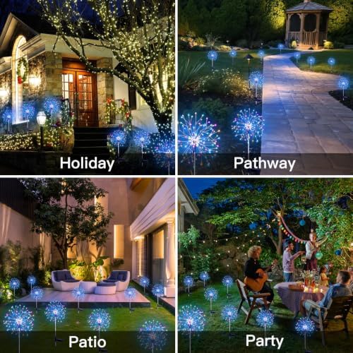 suddus Solar Garden Lights Outdoor 2Pack 150LED Firework Lights Multicolor - Image 2