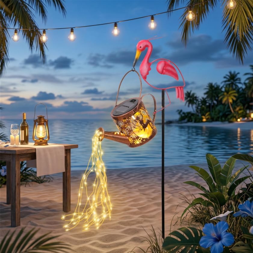 Pink Flamingo Decor Gifts for Women Solar Lantern for Outdoor Garden Yard - Image 6
