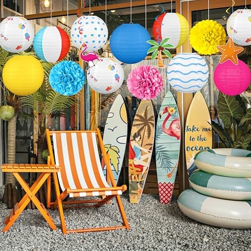 Renbuzhu 16Pcs Beach Summer Party Decorations Paper Lanterns Decor Set - Image 4