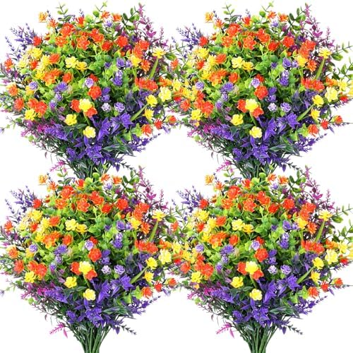 UV Resistant Artificial Flowers for Outdoors, 12PCS Mix by AmberFun