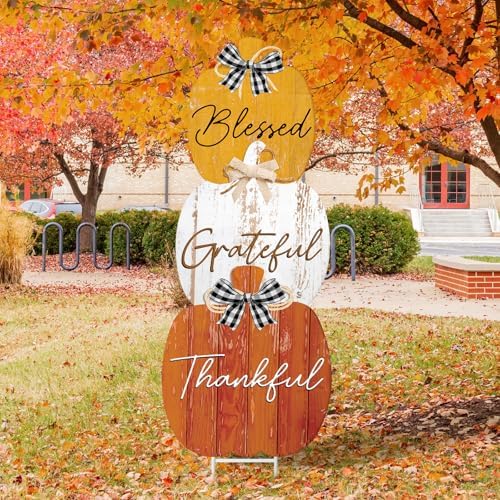 Weysat Fall Outdoor Decor Metal Pumpkin Yard Sign for Porch Lawn Front Door - Image 5
