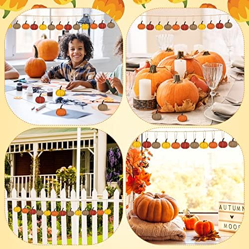 Kajaia 16 Pcs Mini Fall Pumpkin Hanging Ornament for Tree 2.05 Inch Thanksgiving Burlap Fabric Pumpkin Thanksgiving Hanging Decor for Fall Tree Harvest Party Mantel Wall Craft (Lovely Color) - Image 5