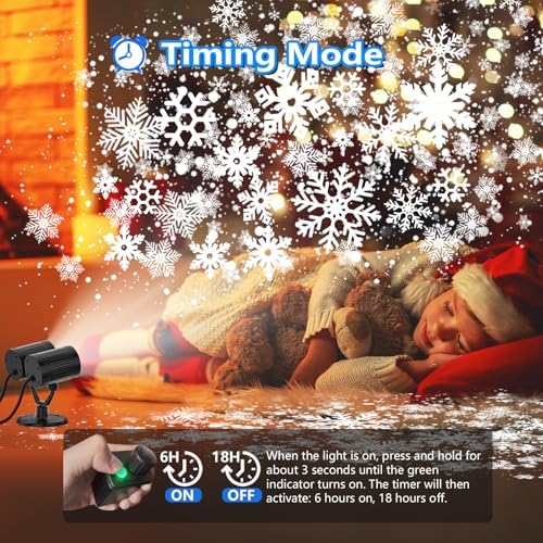 2025 Upgraded Double Head Christmas Snowflake Projector Lights Outdoor, Timing Mode, IP65 Waterproof, 360°Roating LED Christmas Lights, for Xmas Holiday Party Christmas Decoration, Indoor, Houses - Image 2