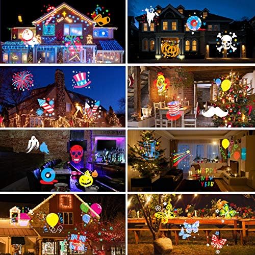 Christmas Halloween Lights Projector Outdoor,Holiday Projector Light,Waterproof Indoor Remote Control LED Projector Lights,16 Slides Holiday Light Party Garden House Kids Room Night Light - Image 5