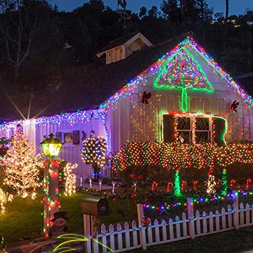 Toodour Christmas Icicle Lights Outdoor, 1224 LED 100ft 8 Modes Fairy Icicle String Light with 204 Drops, Led Christmas Lights Twinkle for Holiday, Party, Wedding, Eaves, Xmas Decorations (Multicolor) - Image 4