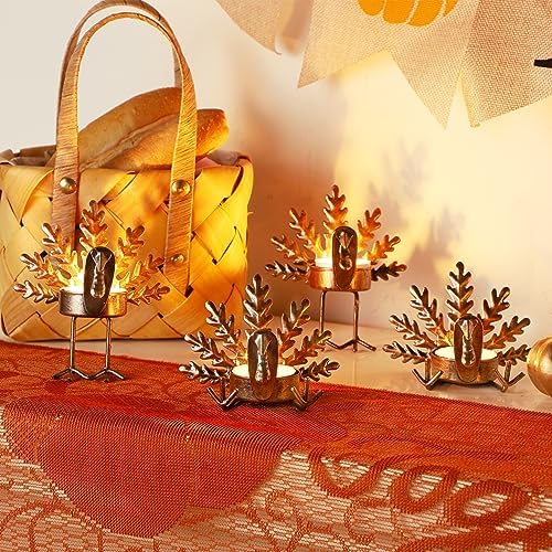 FORUP 12 Pack Metal Turkey Tea Light Candle Holders, Thanksgiving Candle Holder, Thanksgiving Home Table Decoration - Image 5