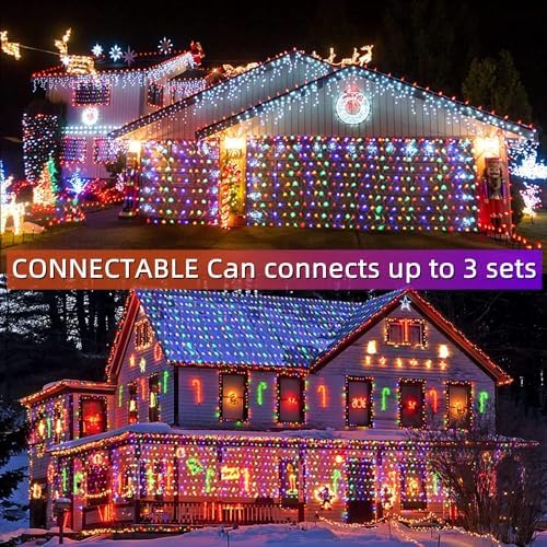 JMEXSUSS Christmas Net Lights, 360 LED, 12ft x 5ft, Plug in, Multicolor - Image 4