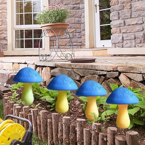 Solar Mushroom Lights Garden Decor 8 Blue Crack Mushrooms Outdoor Decor Stake Lights, Waterproof Solar Pathway Light Gardening Gifts for Landscape Easter Gnomes Yard Halloween Christmas Decorations - Image 4