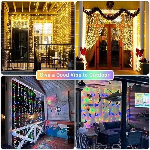 JMEXSUSS 300LED Dual Color Changing Curtain Lights, Plug in, 9.8 x 9.8ft - Image 6