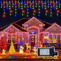 Christmas Outdoor Icicle Lights - 480 LED 66+33 FT 8 Modes Curtain Fairy String Light Plug in, Waterproof for Eaves Yard Holiday Xmas Holiday Indoor Outdoor Decoration - Multicolor by Unknown