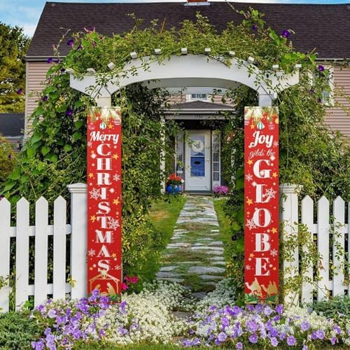 Christmas Decoration Merry Christmas Door Banner Porch Signs Welcome Banner for Holiday Winter Xmas Backdrop Hanging Decor Yard Sign for Front Door Wall Cover Party Supplies Outdoor Indoor - Image 4