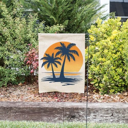 Moslion Coastal Garden Flag Palm Tree Waves In The Beach At Sunset Flags Double-Sided Banner Welcome Yard Flag Outdoor Home Decor. Lawn Villa 12x18 Inch Blue Orange - Image 4