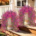 Artificial Hanging Flowers for Outdoors, 4 PCS 688-Bloom UV Resistant Mums by JulakoOnline