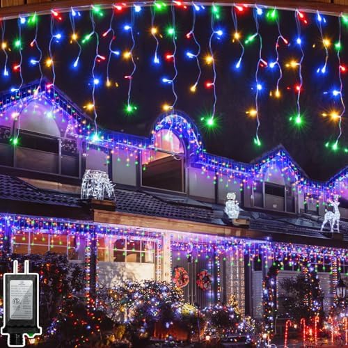 132FT 1332 LED Outdoor Christmas Lights - 296 Ice Drops, 12 Pro Modes by WUXYIYANG