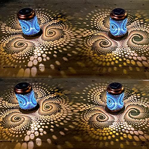 DIBIEECN Birthday Gifts for Women Mom Grandma Wife, Solar Lanterns Outdoor Waterproof, Metal Hanging Lights Garden Decor, LED Decorative Lantern for Patio Porch Backyard, Blue, 4 Pack by DIBIEECN