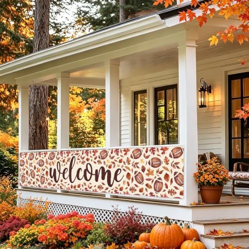 Welcome Fall Banner Fall Football Banner Yard Party Outdoor Decor - Image 4