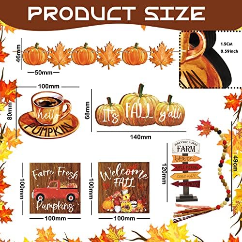 Ferraycle 12 Pcs Fall Tiered Tray Decor Set Autumn Table Decorations - Image 3