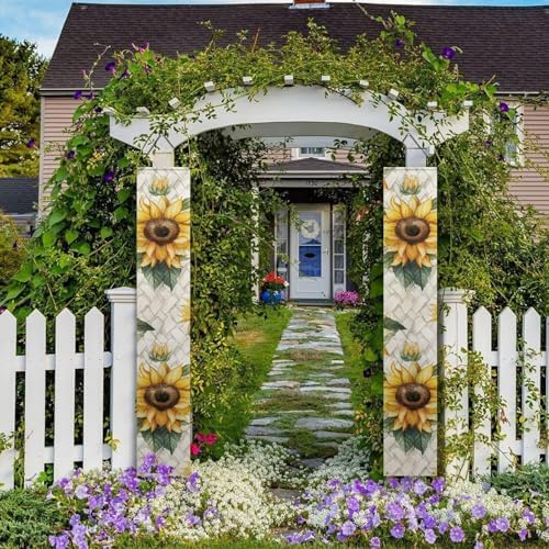 Sunflower Front Door Hanging Banner Spring Porch Sign Hanging Flag Porch Sign for Front Door Outdoor Seasonal Holiday Wedding Yard Decor Farmhouse Indoor Wall Backdrop - Image 4