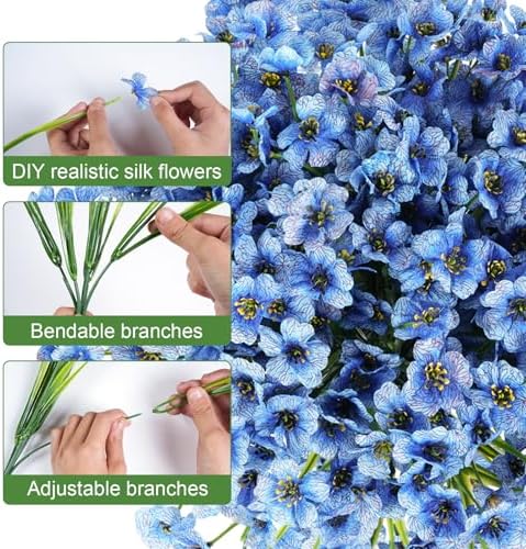 24 Bundles Artificial Flowers for Outdoor Faux Plants for Spring Summer Decoration, UV Resistant Realistic Silk Plastic Fake Flowers Garden Porch Patio Balcony Yard Front Home Decor - Image 3