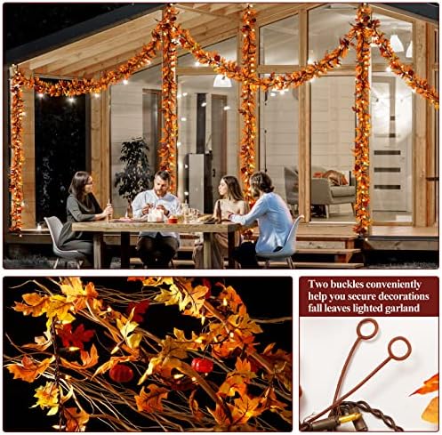 Fall Maple Leaf String Lights Plug in 120V UL Certified, Thanksgiving Decorations Fall Garland Lights String 8ft with Traditional 35 Incandescent Bulbs for Halloween Garland Fall Decor for Outdoor - Image 6