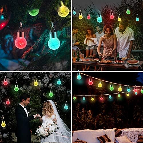 Solar Lights Outdoor Hanging Decorative Globe 8 Pack, Waterproof Solar Lantern with Handle and Clip, Solar Powered Glass Ball Lights for Garden Yard Fence Tree Umbrella Holiday Décor, Color Changing - Image 7