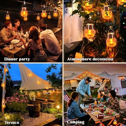Anordsem Solar Hanging Lights Outdoor: 8 Metal Mesh Flame Lanterns with Clip - Waterproof LED Warm Lighting for Christmas Tree Yard Garden Decor - Xmas DIY Gift for Homeowners Camper - Image 6