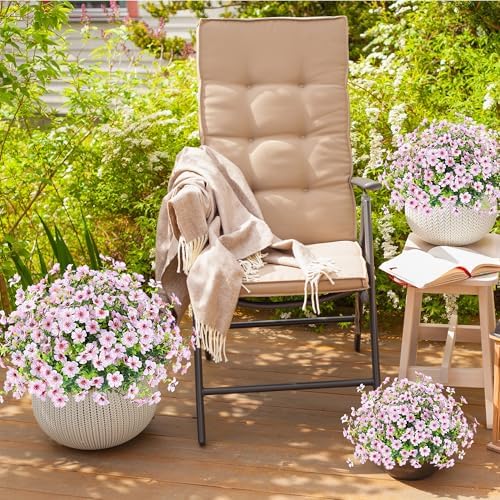 Sggvecsy Artificial Flowers for Outdoors 12 Bundles Realistic Faux Plants UV Resistant Fake Silk Daisy with Eucalyptus for Boxwood Planter Patio Porch Outside Spring Summer Decoration(Pink) - Image 4