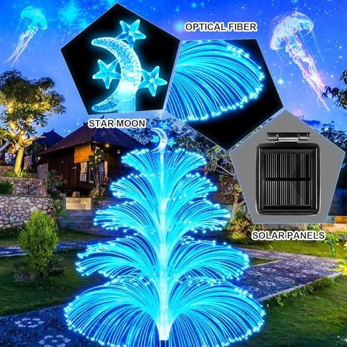 WEITEXS Solar Garden Lights Decorations Outdoor Waterproof 5 Layer Optical Fiber 7 Color Changing for Yard Pathway Outside Decorative Gifts for Mother's Women, 3 Pack - Image 6