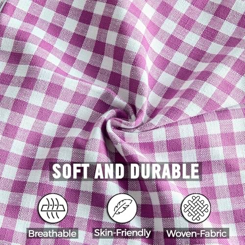 Outdoor Lavender Gingham Plaid Decorative Lumbar Pillow Cover 12x20(Purple) - Image 3