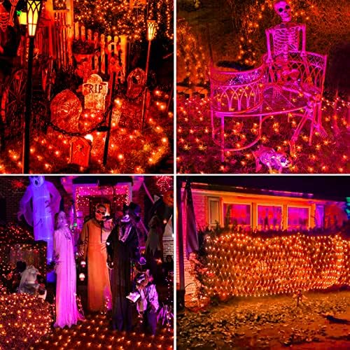 BlcTec Halloween Net Lights 360 LED 9.8ft x 6.6 Orange Halloween Lights with 8 Modes, Timer, Connectable, Waterproof & Dark Green Wire Design for Lawn, Porch, Shrub, Bushes Outdoor Holiday Decorations - Image 6