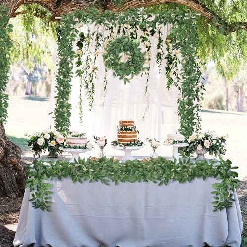 RECUTMS Artificial Olive Leaves Vine Garland with Berry 2Pcs 6.2Ft Silk Ivy - Image 2