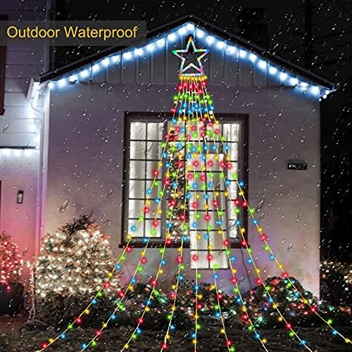 ZTX Christmas Decorations Outdoor Star Lights,320 LED 11Ft Christmas Tree Toppers Lihgts with Remote,11 Lighting Modes Waterfall Star String Light for Wedding,Halloween Party (Color Change) - Image 5