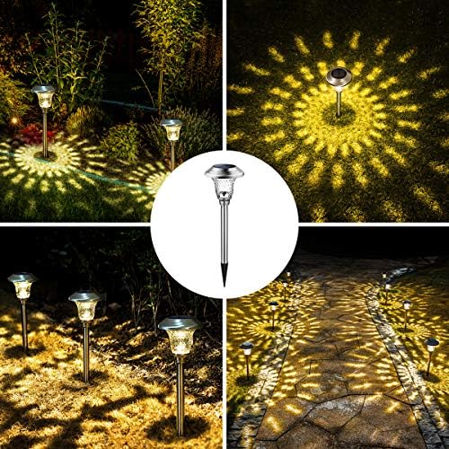 GIGALUMI Metal & Glass Solar Lights Outdoor, 8 Pack LED Garden Lights - Image 3