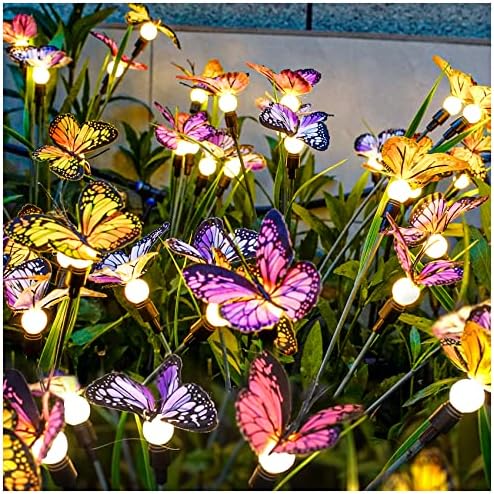 TONULAX Solar Garden Lights - 2 Pack Swaying Butterfly Light, Swaying in The Wind, Solar Outdoor Lights, Yard Patio Pathway Decoration, High Flexibility Iron Wire & Realistic Butterflies by TONULAX